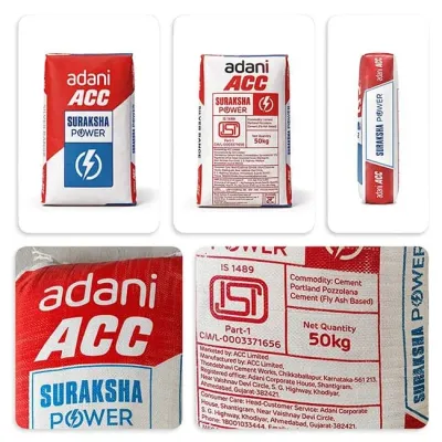 Adani ACC Suraksha Power PPC Cement, 50 Kg Bag thumbnail 2